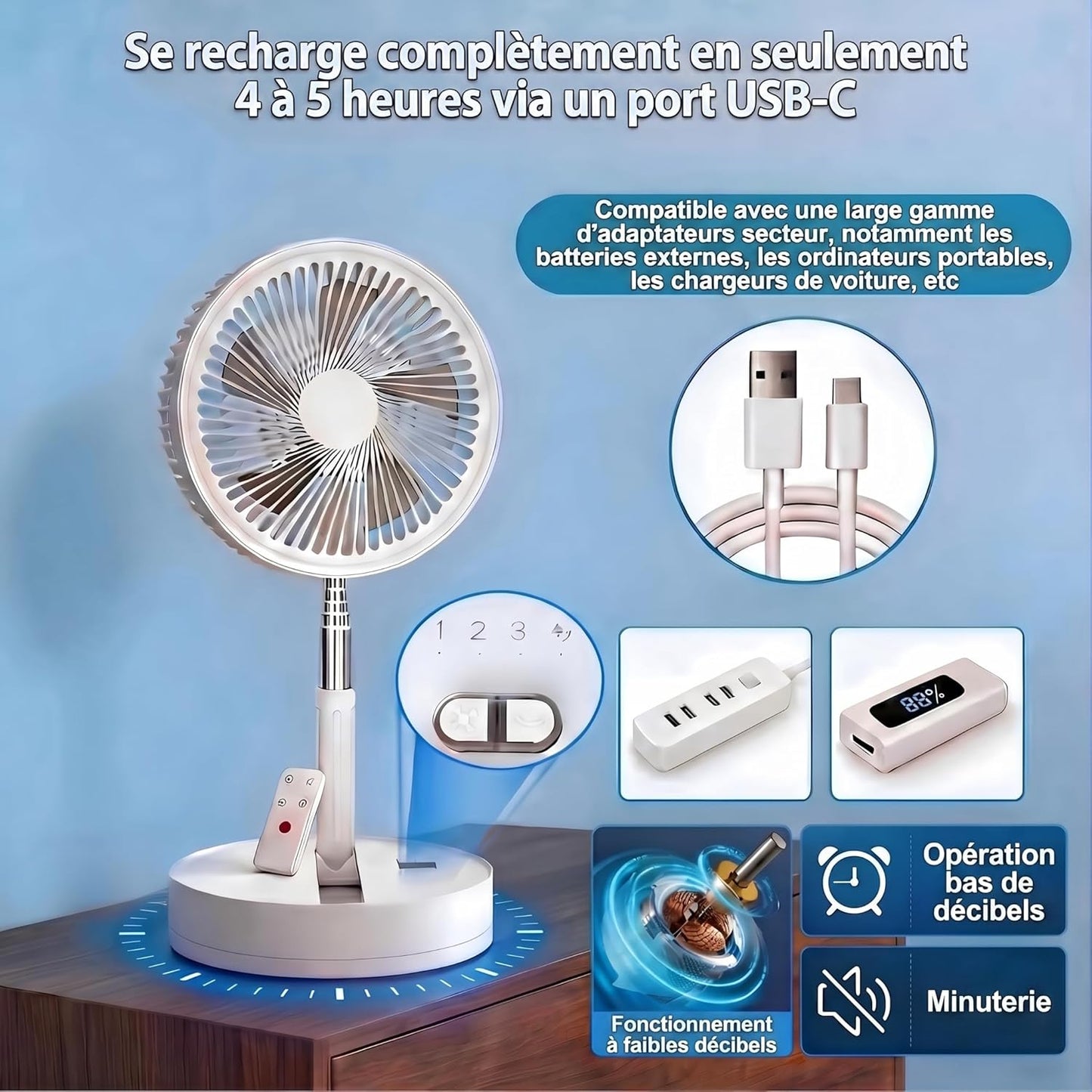 Ventilateur Pliable Sans Fil