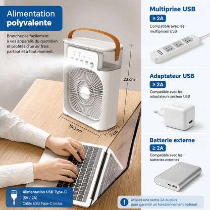 Mini climatiseur 3-en-1 portable USB