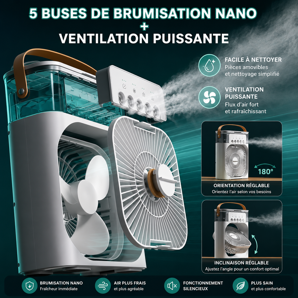 Mini climatiseur 3-en-1 portable USB