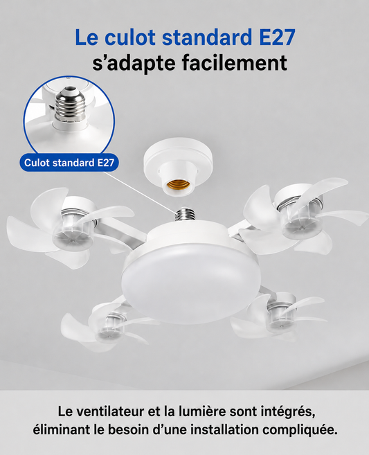 Ventilateur Plafonnier LED E27 à Télécommande