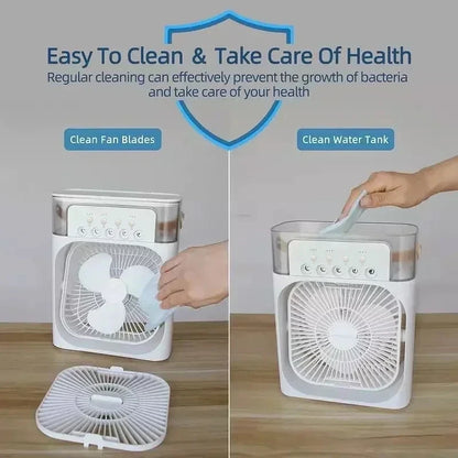 NUOYING  Portable 3 In 1 Fan Air Conditioner Household Small Cooling Fan Humidifier Built-in LED Night Light Air Adjustment for Home Office