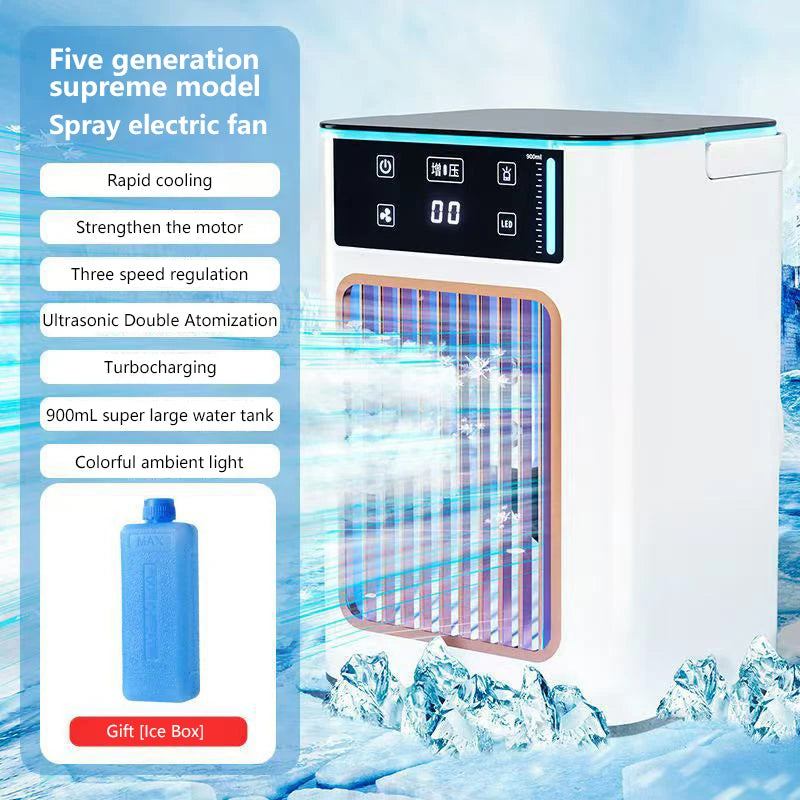 Lenovo USB Air Cooler Portable Desktop Cooling Fan With Humidifier Dual Mist Spray Water Tank With Ice Box For Bedroom Home