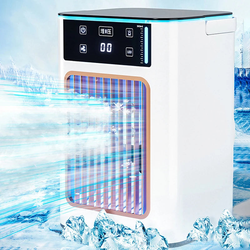Lenovo USB Air Cooler Portable Desktop Cooling Fan With Humidifier Dual Mist Spray Water Tank With Ice Box For Bedroom Home