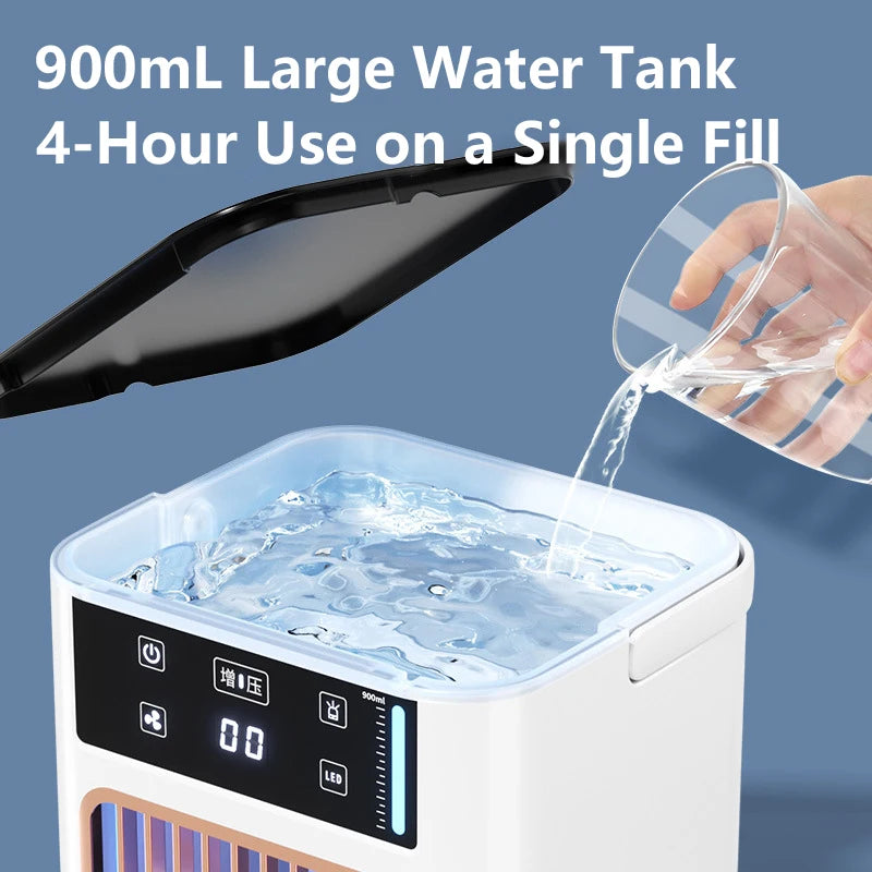 Lenovo USB Air Cooler Portable Desktop Cooling Fan With Humidifier Dual Mist Spray Water Tank With Ice Box For Bedroom Home