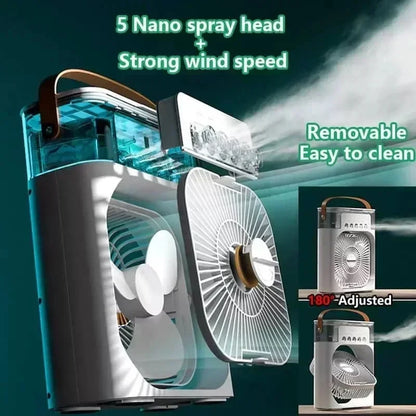 NUOYING  Portable 3 In 1 Fan Air Conditioner Household Small Cooling Fan Humidifier Built-in LED Night Light Air Adjustment for Home Office